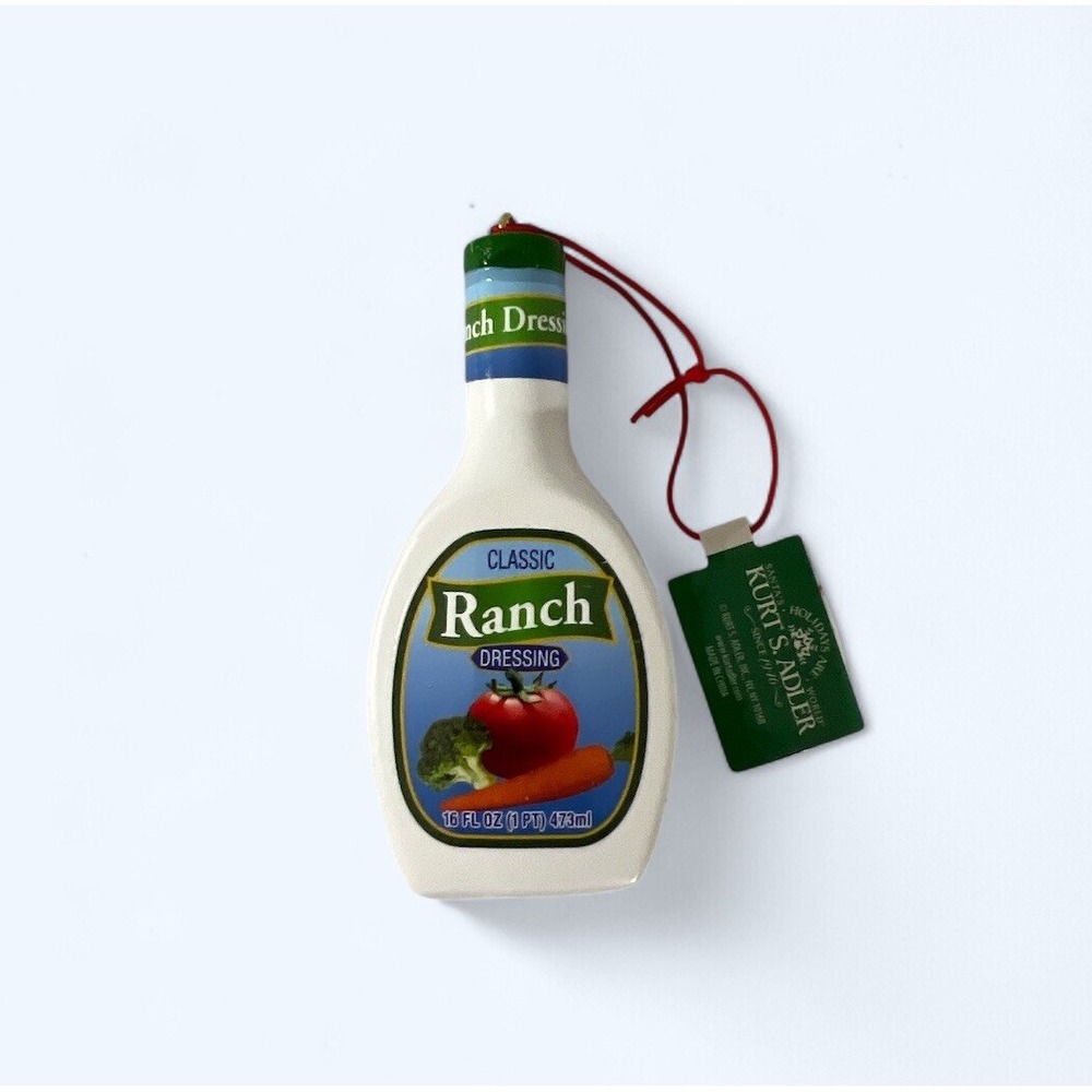 Classic Ranch Salad Dressing Glass Xmas Ornament Kurt Adler 4" Tree‎ Food Viral